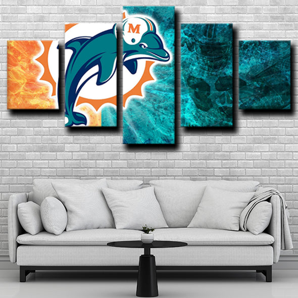custom 5 piece wall art prints Miami Dolphins logo wall picture-1223 (2)