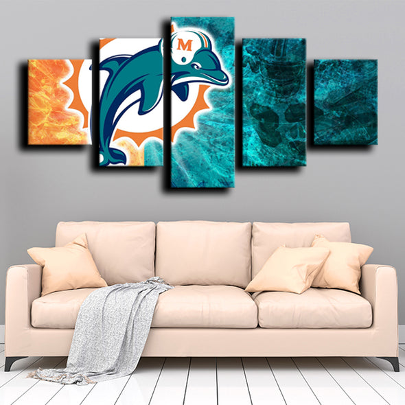 custom 5 piece wall art prints Miami Dolphins logo wall picture-1223 (4)