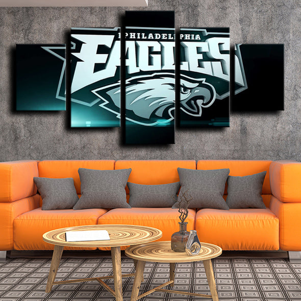 custom canvas 5 piece art prints Eagles logo badge wall decor-1225 (1)