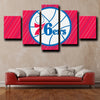 custom canvas 5 piece prints 76ers logo badge wall picture-1216 (1)