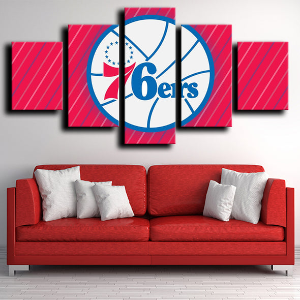 custom canvas 5 piece prints 76ers logo badge wall picture-1216 (2)