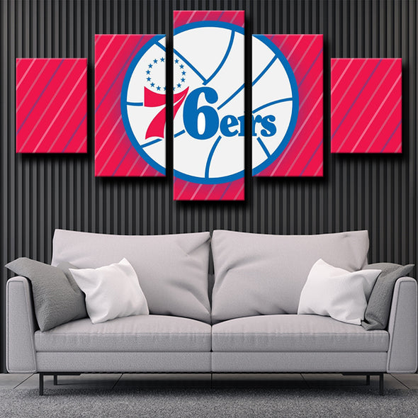 custom canvas 5 piece prints 76ers logo badge wall picture-1216 (3)