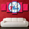 custom canvas 5 piece prints 76ers logo badge wall picture-1216 (4)