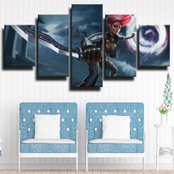 custom five panel wall art League Of Legends Katarina home decor-1200 (1)