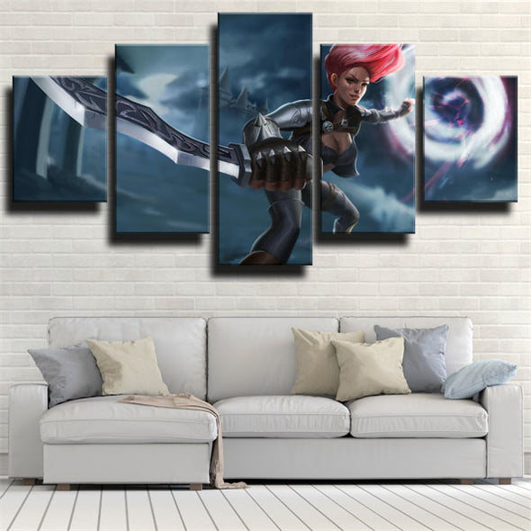 custom five panel wall art League Of Legends Katarina home decor-1200 (3)