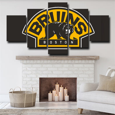 custom five panel canvas prints Boston Bruins badge live room decor-44 (1)