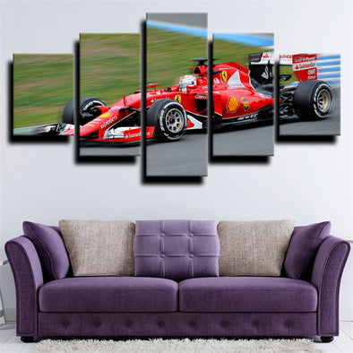 five panel canvas art framed prints Formula 1 Car Ferrari home decor-1200 (1)