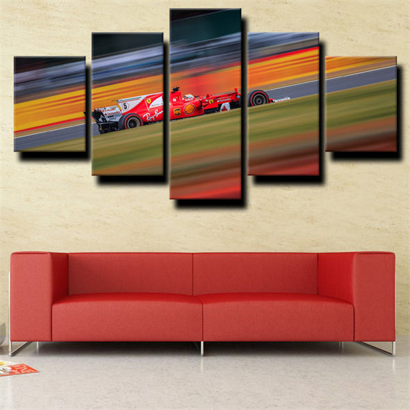 five panel canvas art framed prints Formula 1 Car Ferrari wall decor-1200 (2)