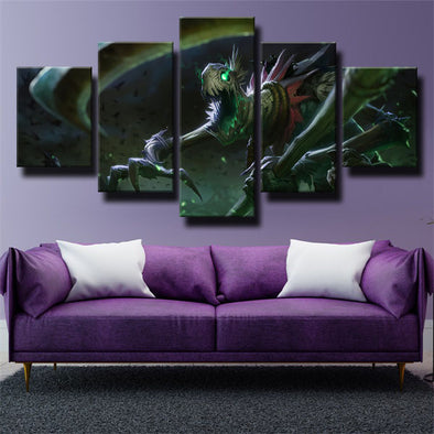five panel canvas art framed prints LOL Fiddlesticks live room decor-1200 (1)
