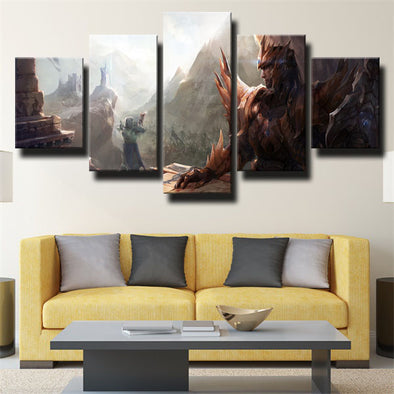 five panel canvas art framed prints LOL Jarvan IV live room decor-1200 (1)