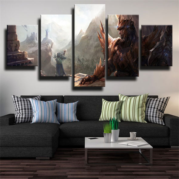 five panel canvas art framed prints LOL Jarvan IV live room decor-1200 (2)