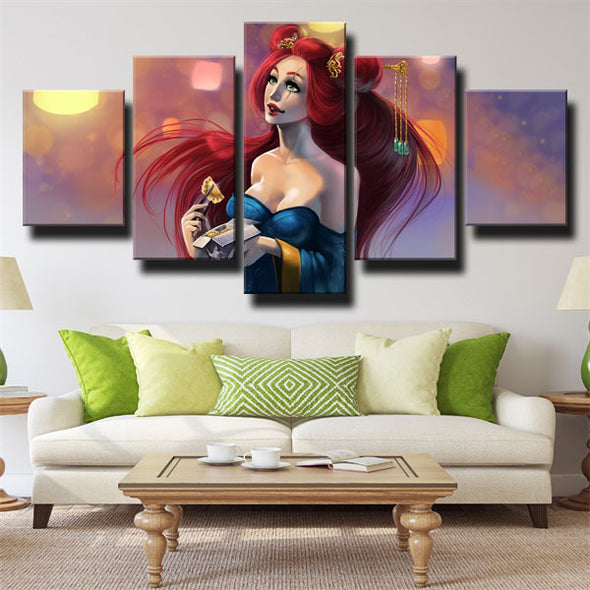 five panel canvas art framed prints LOL Katarina live room decor-1200 (2)