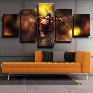 five panel canvas art framed prints League Legends Draven  picture-1200 (1)
