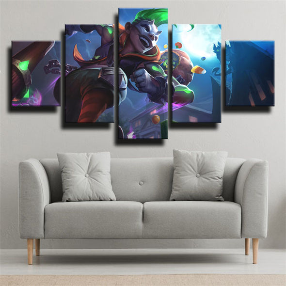 five panel canvas art framed prints League Legends Ekko home decor-1200 (3)