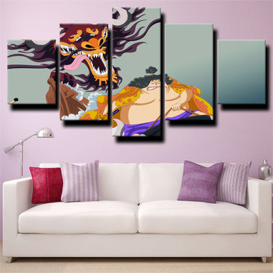 five panel canvas art framed prints One Piece Kaido live room decor-1200 (1)