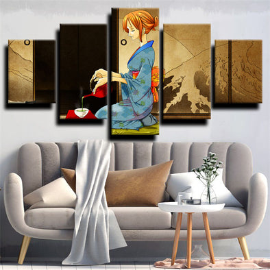 five panel canvas art framed prints One Piece Nami wall picture-1200 (1)