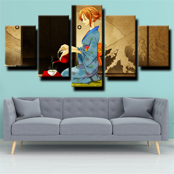 five panel canvas art framed prints One Piece Nami wall picture-1200 (3)