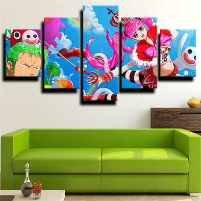 five panel canvas art framed prints One Piece Perona wall decor-1200 (1)