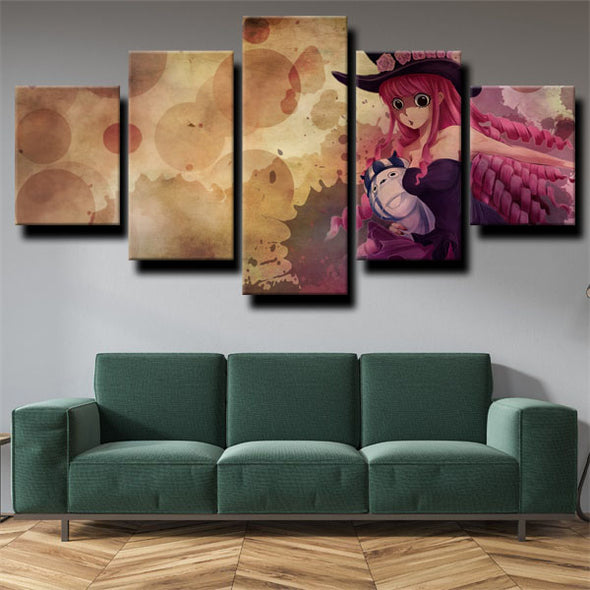 five panel canvas art framed prints One Piece Perona wall picture-1200 (2)
