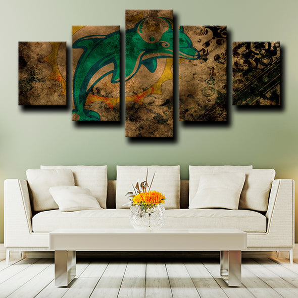five panel canvas framed prints Miami Dolphins logo decor picture-1225 (4)