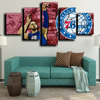 five panel canvas prints 76ers MVP Simmons live room decor-1207 (1)