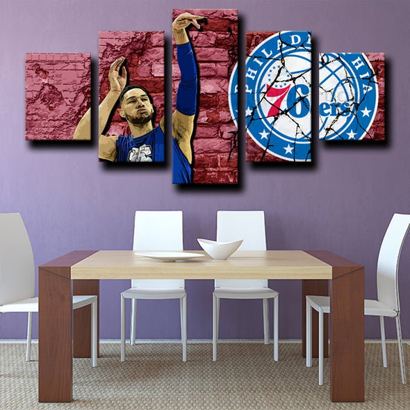five panel canvas prints 76ers MVP Simmons live room decor-1207 (4)