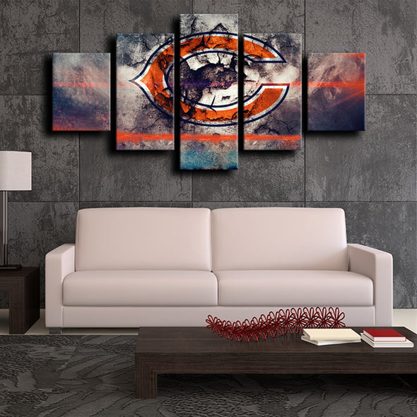 five panel canvas prints Chicago Bears logo crest wall picture-1216 (1)