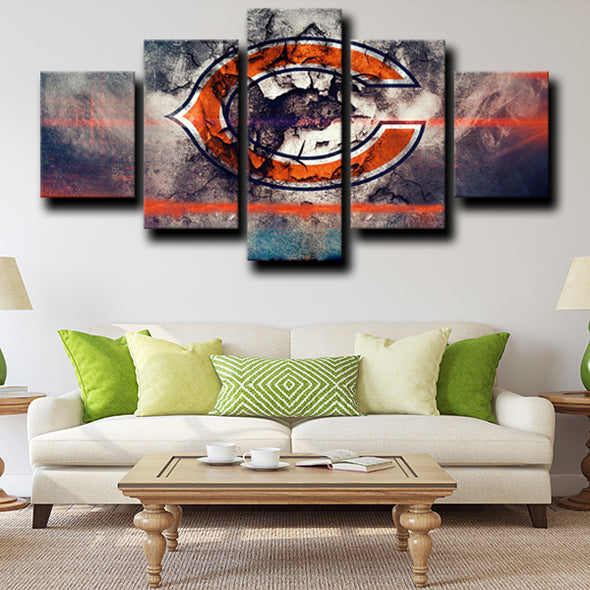 five panel canvas prints Chicago Bears logo crest wall picture-1216 (4)