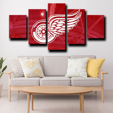 five panel canvas prints Detroit Red Wings Logo Red wall picture-1216 (1)