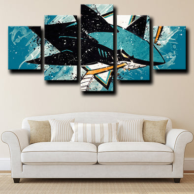 five panel canvas prints San Jose Sharks Logo wall picture-1208 (1)