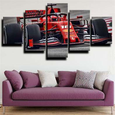 five panel modern art framed print Formula 1 Car Ferrari home decor-1200 (1)