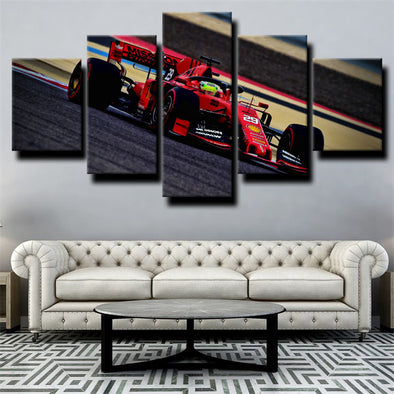 five panel modern art framed print Formula 1 Car Ferrari wall picture-1200 (1)