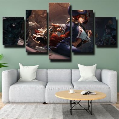 five panel modern art framed print LOL Miss Fortune home decor-1200 (1)