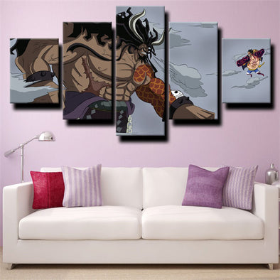 five panel modern art framed print One Piece Kaido wall decor-1200 (1)