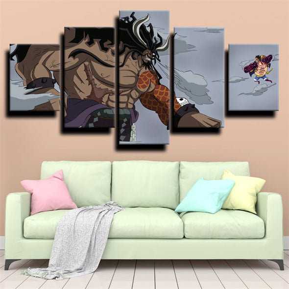 five panel modern art framed print One Piece Kaido wall decor-1200 (2)