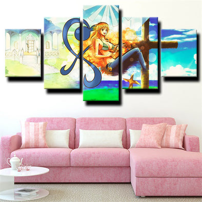 five panel modern art framed print One Piece Nami decor picture-1200 (1)