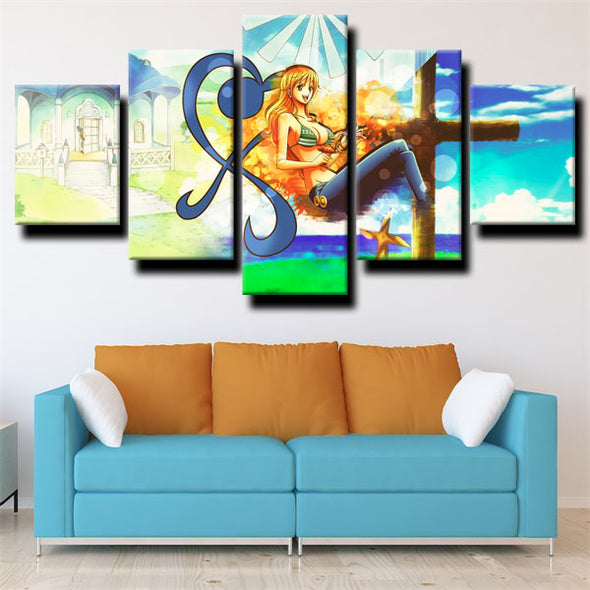 five panel modern art framed print One Piece Nami decor picture-1200 (2)