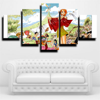 five panel modern art framed print One Piece Nami live room decor-1200 (1)