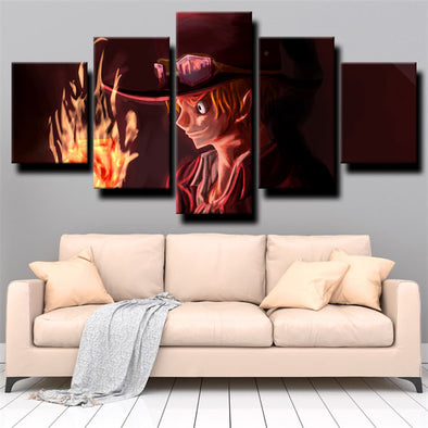 five panel modern art framed print One Piece Sabo home decor-1200 (1)
