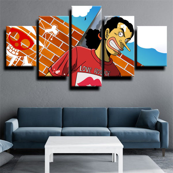 five panel modern art framed print One Piece Usopp wall decor-1200 (2)