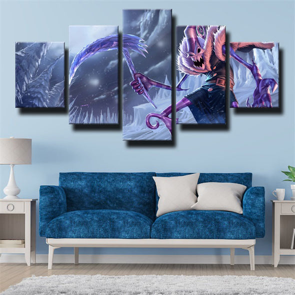 five panel wall art canvas prints LOL Fiddlesticks live room decor-1200 (2)