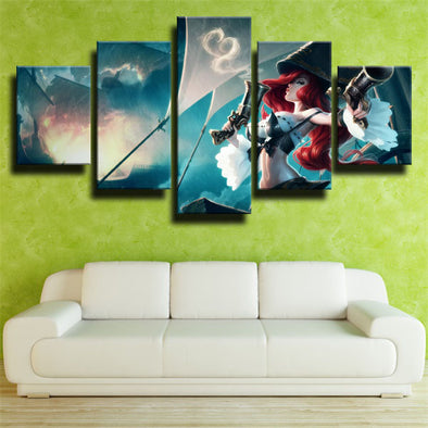 five panel wall art canvas prints LOL Miss Fortune home picture-1200 (1)