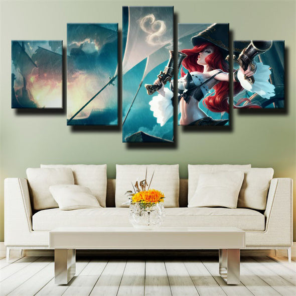 five panel wall art canvas prints LOL Miss Fortune home picture-1200 (3)