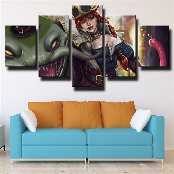five panel wall art canvas prints LOL Miss Fortune live room decor-1200 (1)