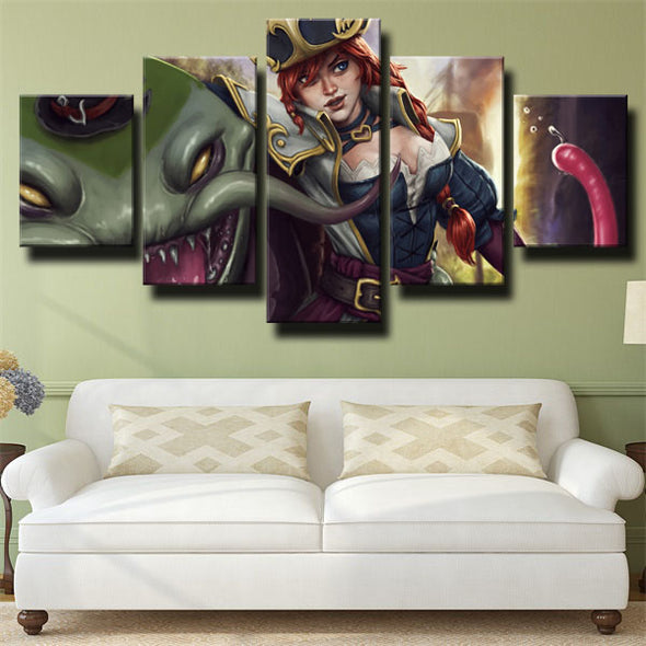 five panel wall art canvas prints LOL Miss Fortune live room decor-1200 (2)