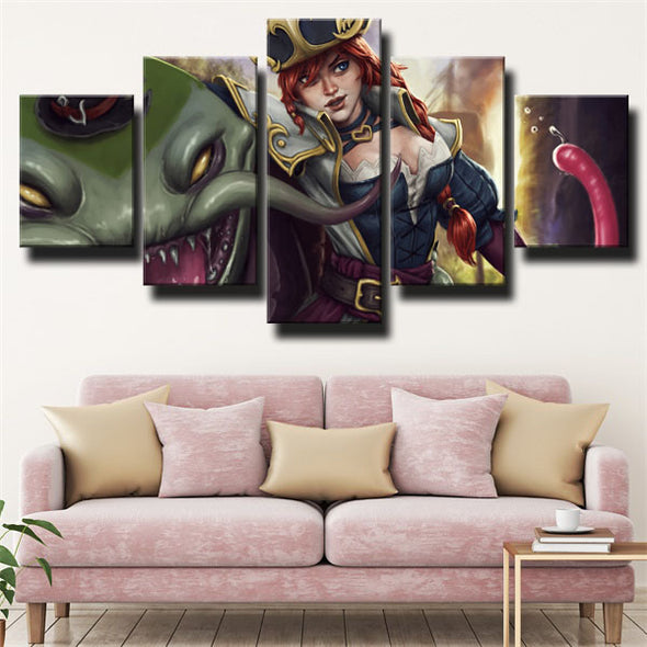 five panel wall art canvas prints LOL Miss Fortune live room decor-1200 (3)
