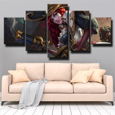 five panel wall art canvas prints LOL Miss Fortune wall decor-1200 (1)