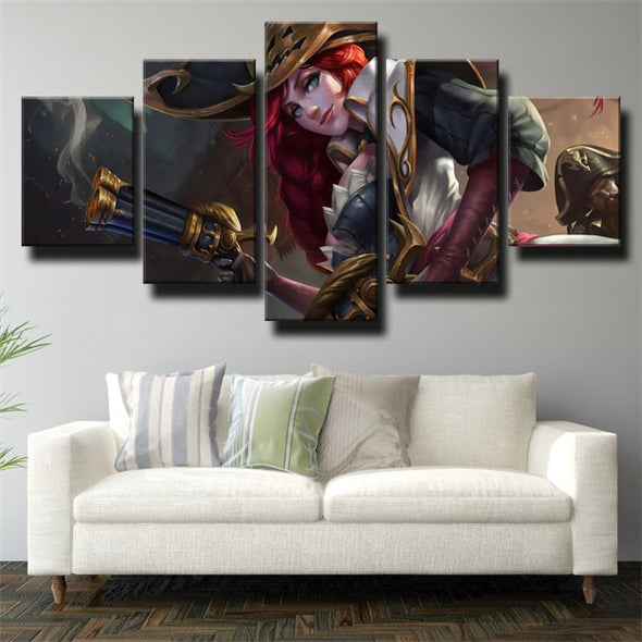 five panel wall art canvas prints LOL Miss Fortune wall decor-1200 (2)