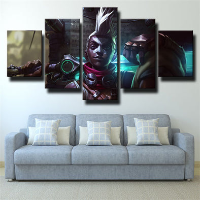 five panel wall art canvas prints League Legends Ekko decor picture-1200 (1)