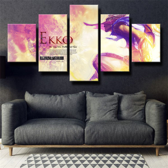 five panel wall art canvas prints League Legends Ekko wall decor-1200 (1)
